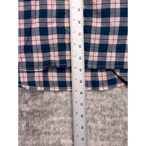 Anthropologie Top Medium Womens Pilcro Button Up Plaid Oversize Blue Pink Check - Picture 6 of 8